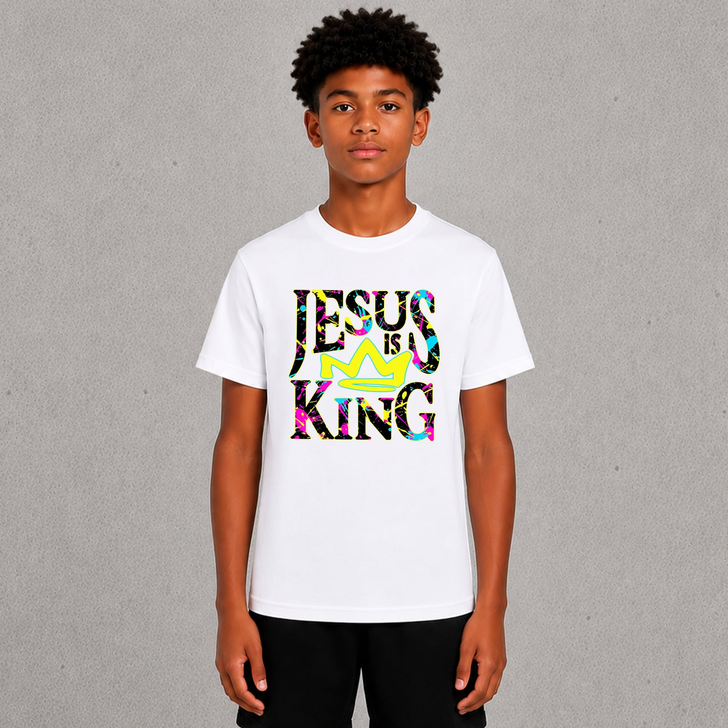 Jesus is King - Neon Paint Splatter