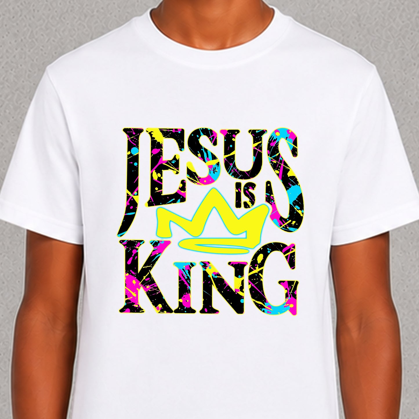 Jesus is King - Neon Paint Splatter